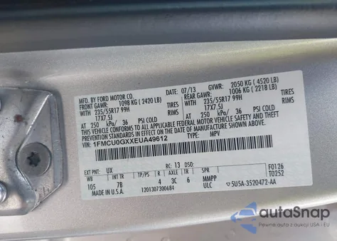 2014 Ford Escape Se из США, поврежденный, VIN 1FMCU0GXXEUA49612